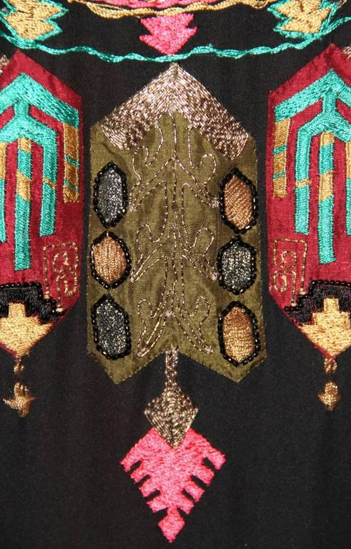 Valentino Black Silk Long Dress - Multicolored Embroidery - SS 14