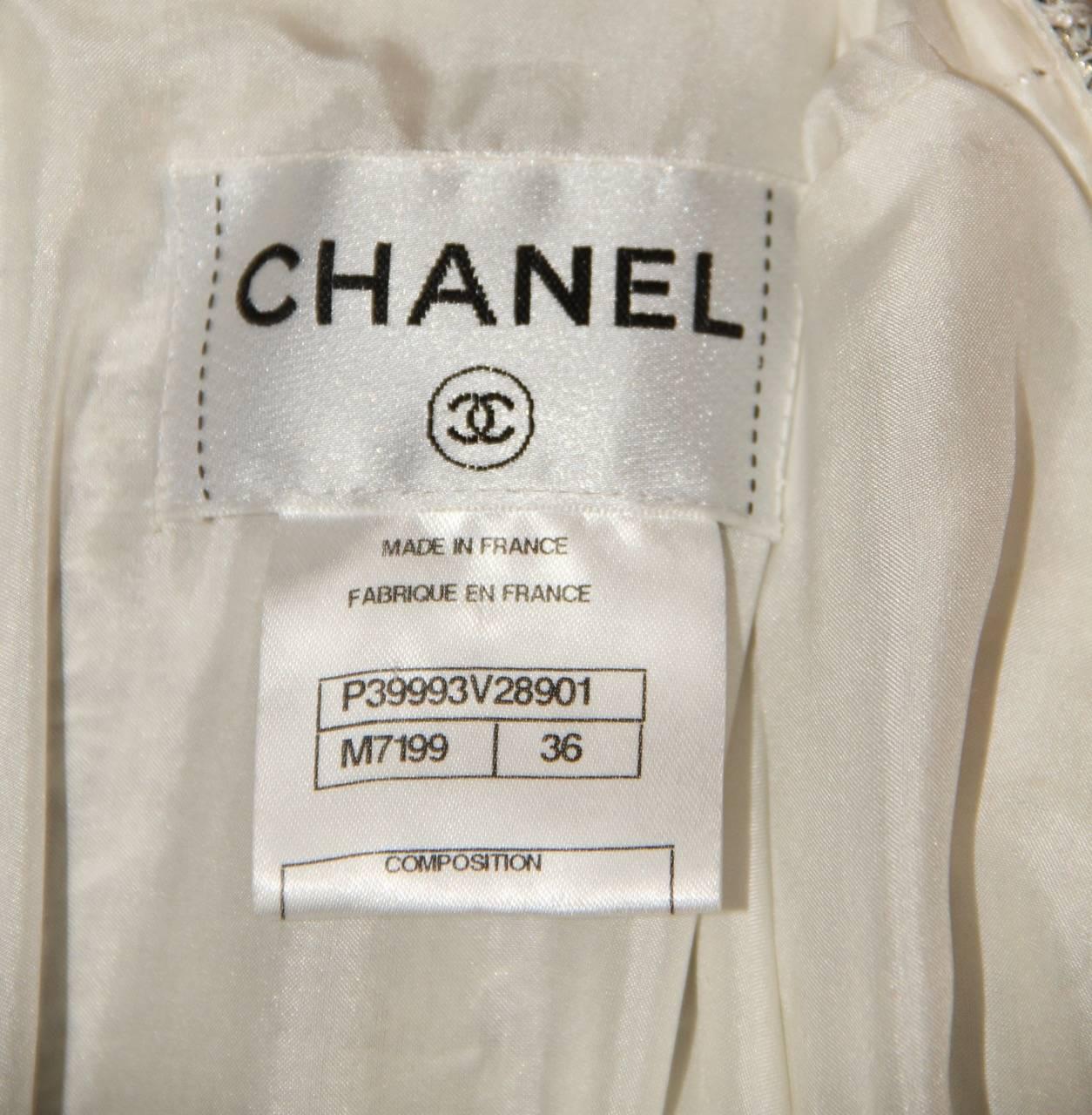 Chanel Metallic Tweed Cocktail Dress – Silver Beads and Strass – Like New 1