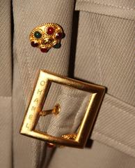 Chanel Pant Suit Safari Style Jacket – Gripoix Buttons – Excellent Condition