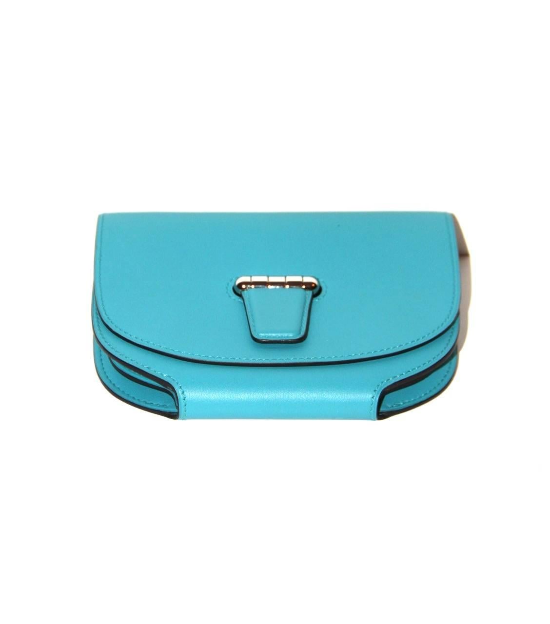 Hermes Micro Convoyeur - Wallet Bag - Turquoise Blue Swift Leather 1