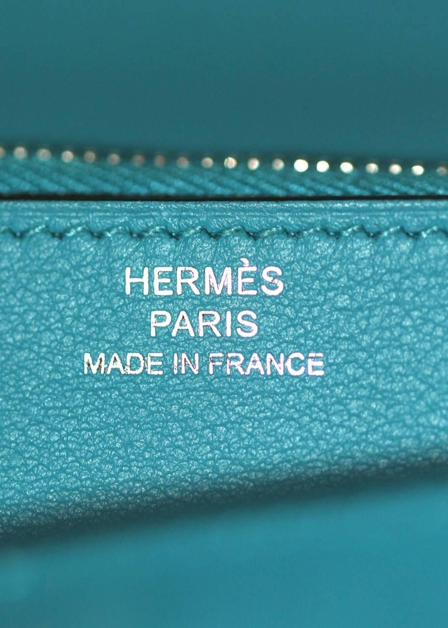 Hermes Micro Convoyeur - Wallet Bag - Turquoise Blue Swift Leather 2