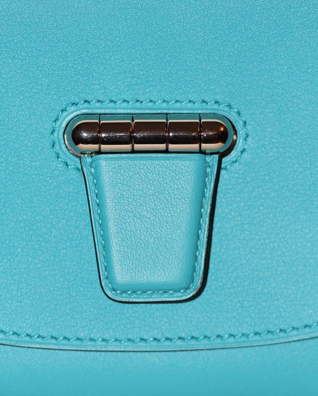 Hermes Micro Convoyeur - Wallet Bag - Turquoise Blue Swift Leather 4