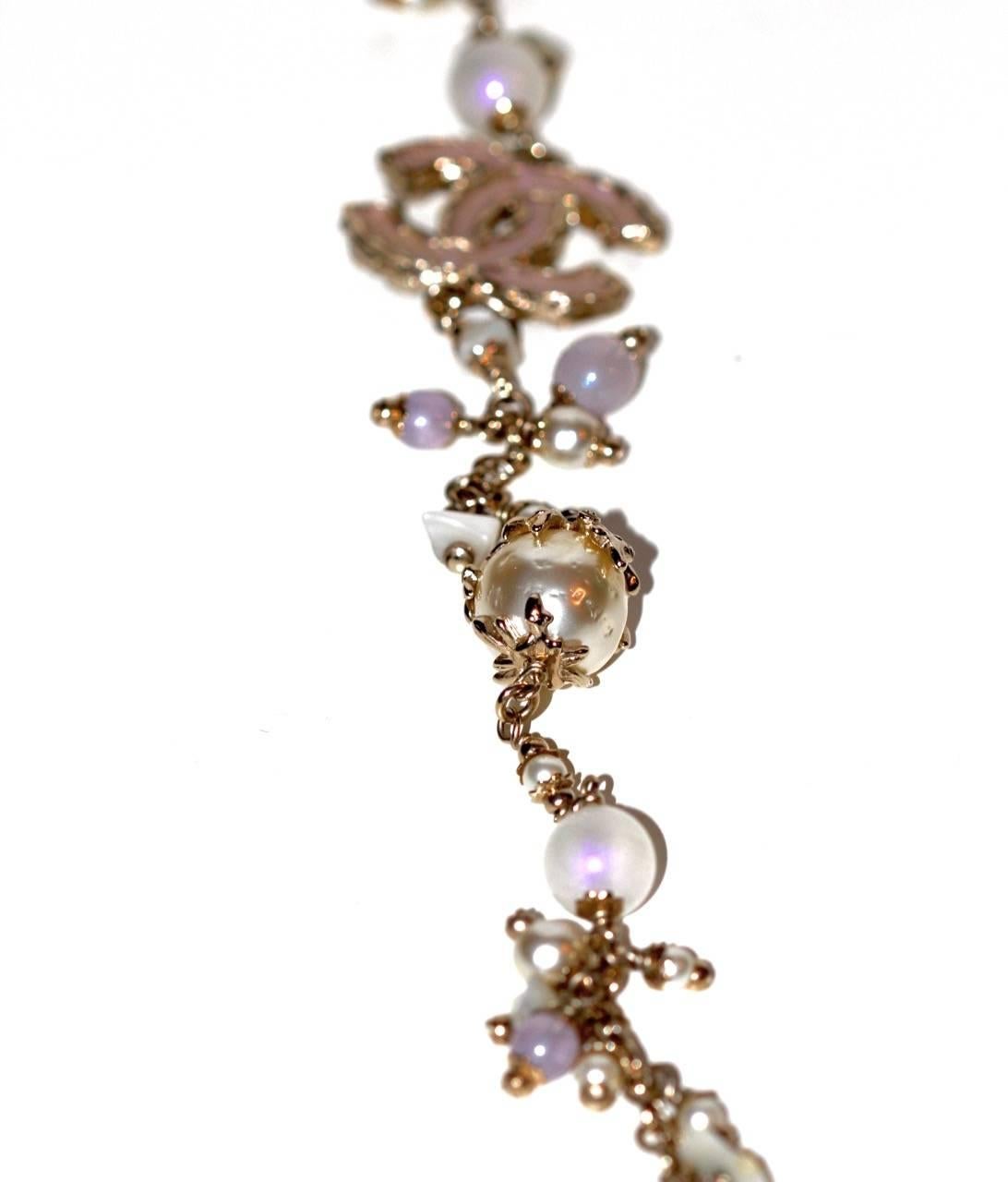 Chanel Must-Have 12A Necklace Antique Gold-tone and Pastel Colors 5