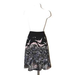 Valentino Intarsia Knit Floral and Birds Design Skirt Sz XS