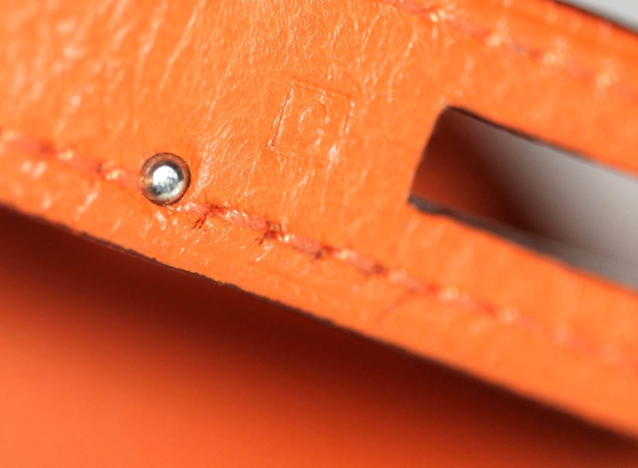 Hermes Birkin 35 Orange Togo Leather Palladium Hardware Like New 5