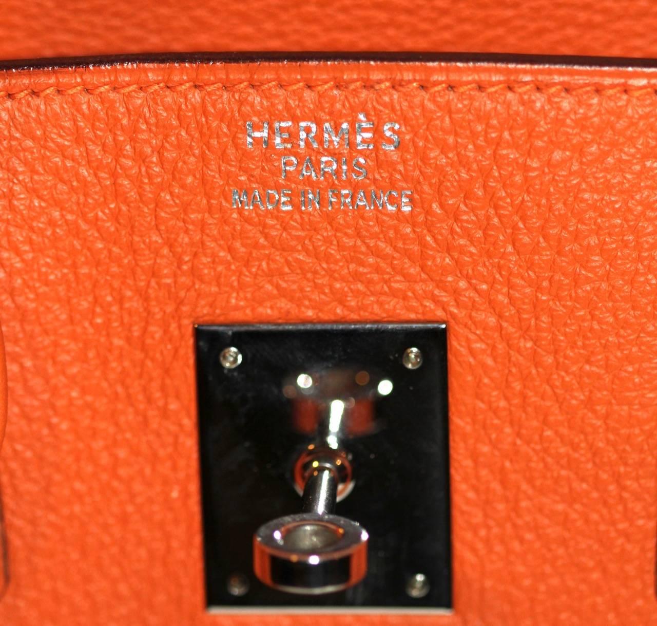 Hermes Birkin 35 Orange Togo Leather Palladium Hardware Like New 4
