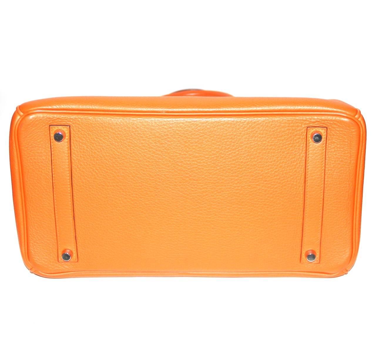 Women's Hermes Birkin 35 Orange Togo Leather Palladium Hardware Like New
