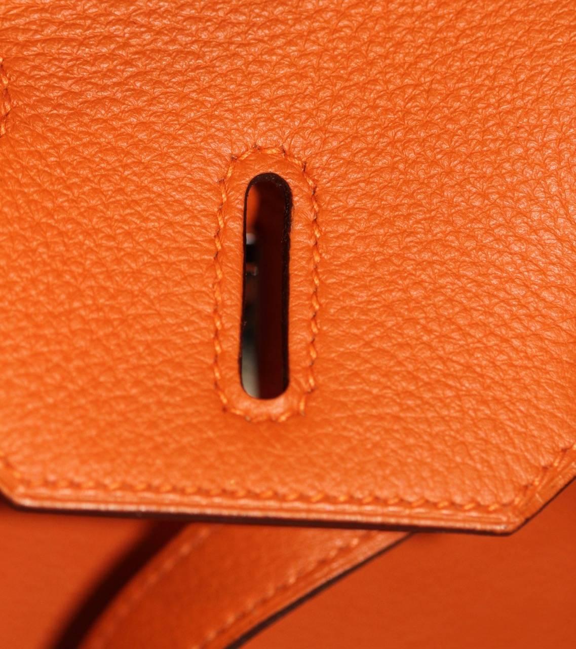 Hermes Birkin 35 Orange Togo Leather Palladium Hardware Like New 2