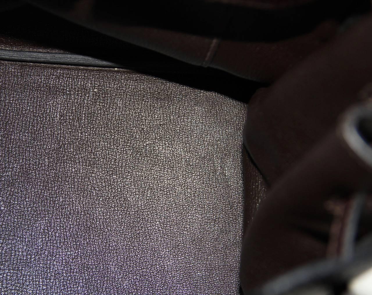 Hermes Birkin 35 Ebene Taurillon Leather Palladium Hardware Shooting Star Mark In Excellent Condition In Geneva, CH