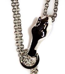 Hermes Sterling Silver Galop Long Necklace GM