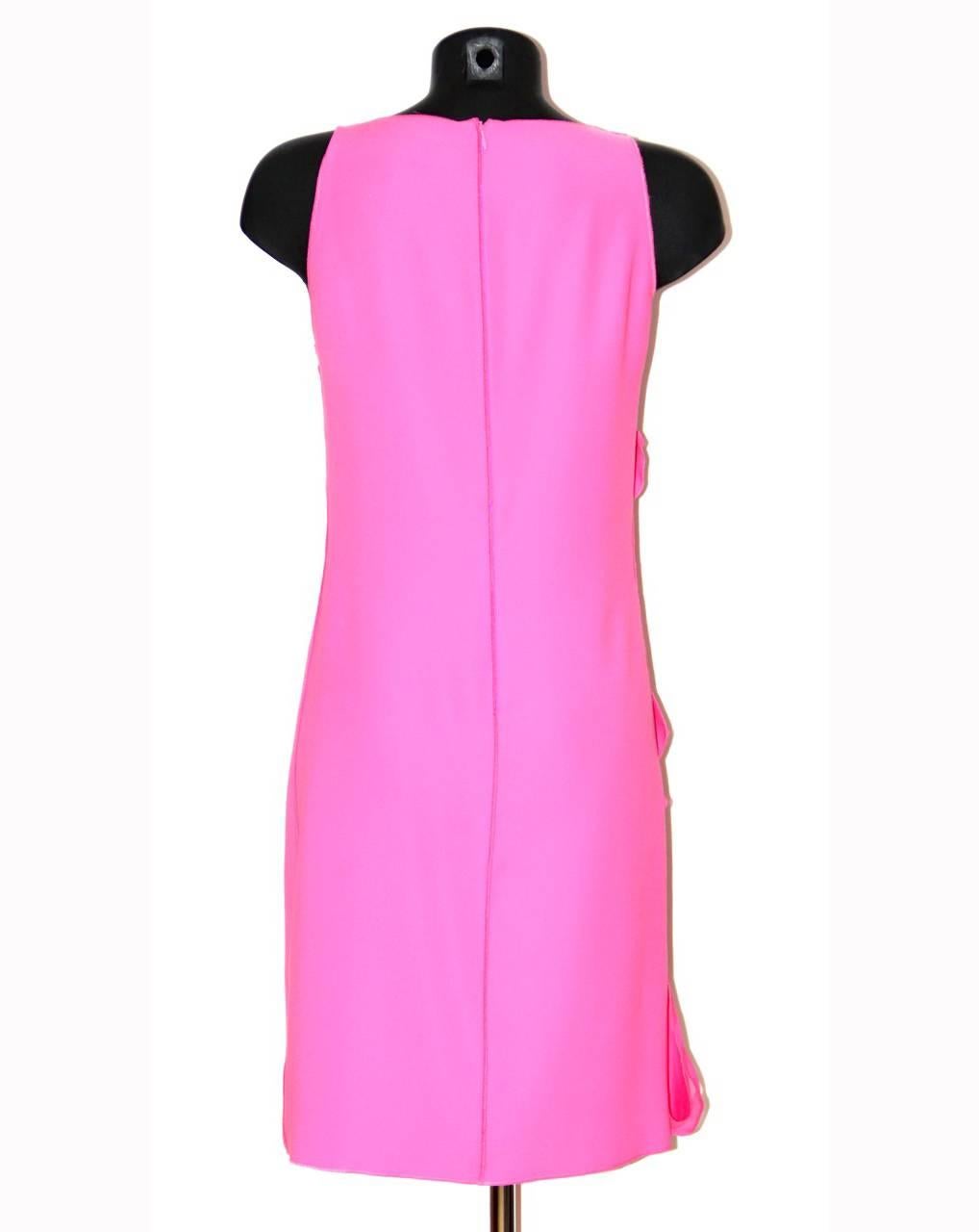 Bottega Veneta Hot Pink Sleeveless Dress - Hot Pink Silk - FR 40 FR  In New Condition In Geneva, CH