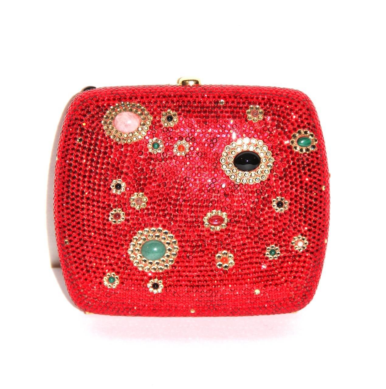 JUDITH LEIBER Red Crystal Minaudiere   In Good Condition In Geneva, CH