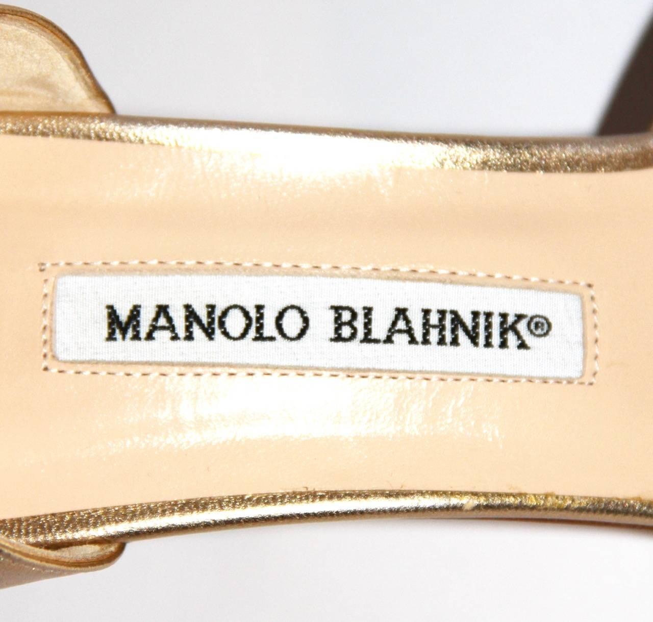 MANOLO BLAHNIK Gold Leather 