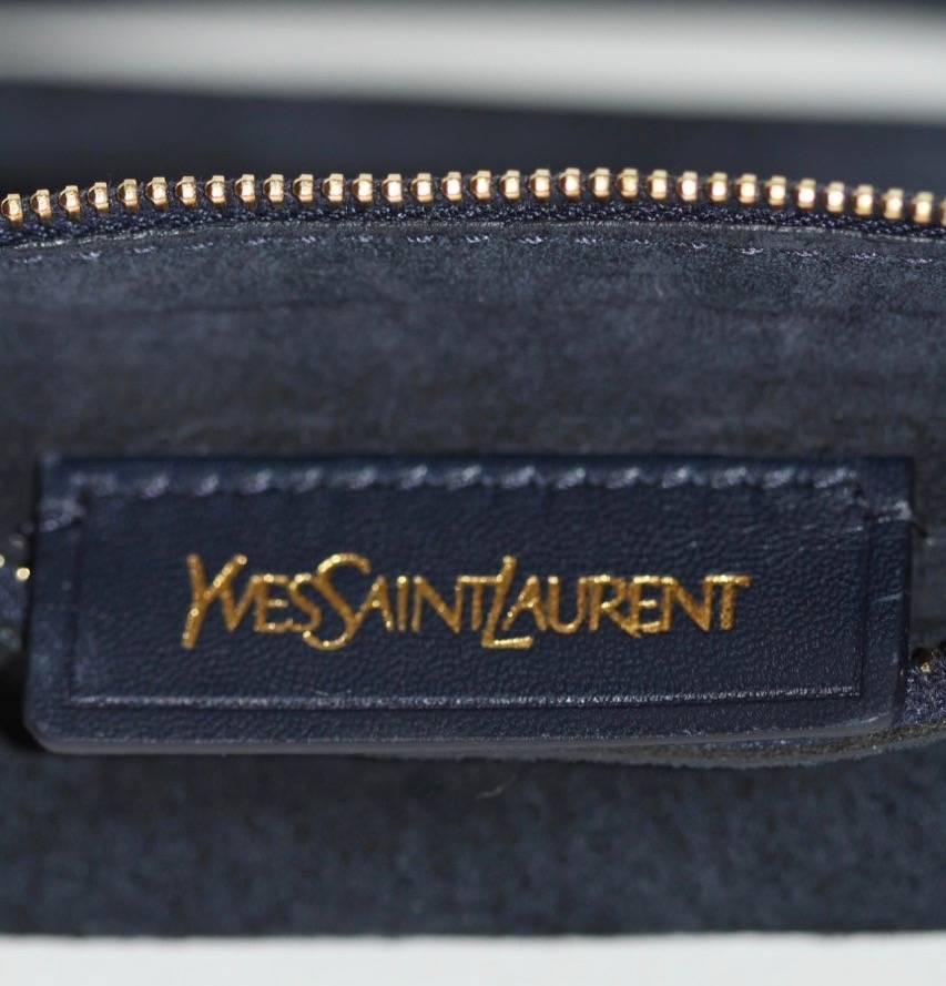 Gris Yves Saint Laurent - Sac fourre-tout «ady » bleu marine à poignée supérieure courte