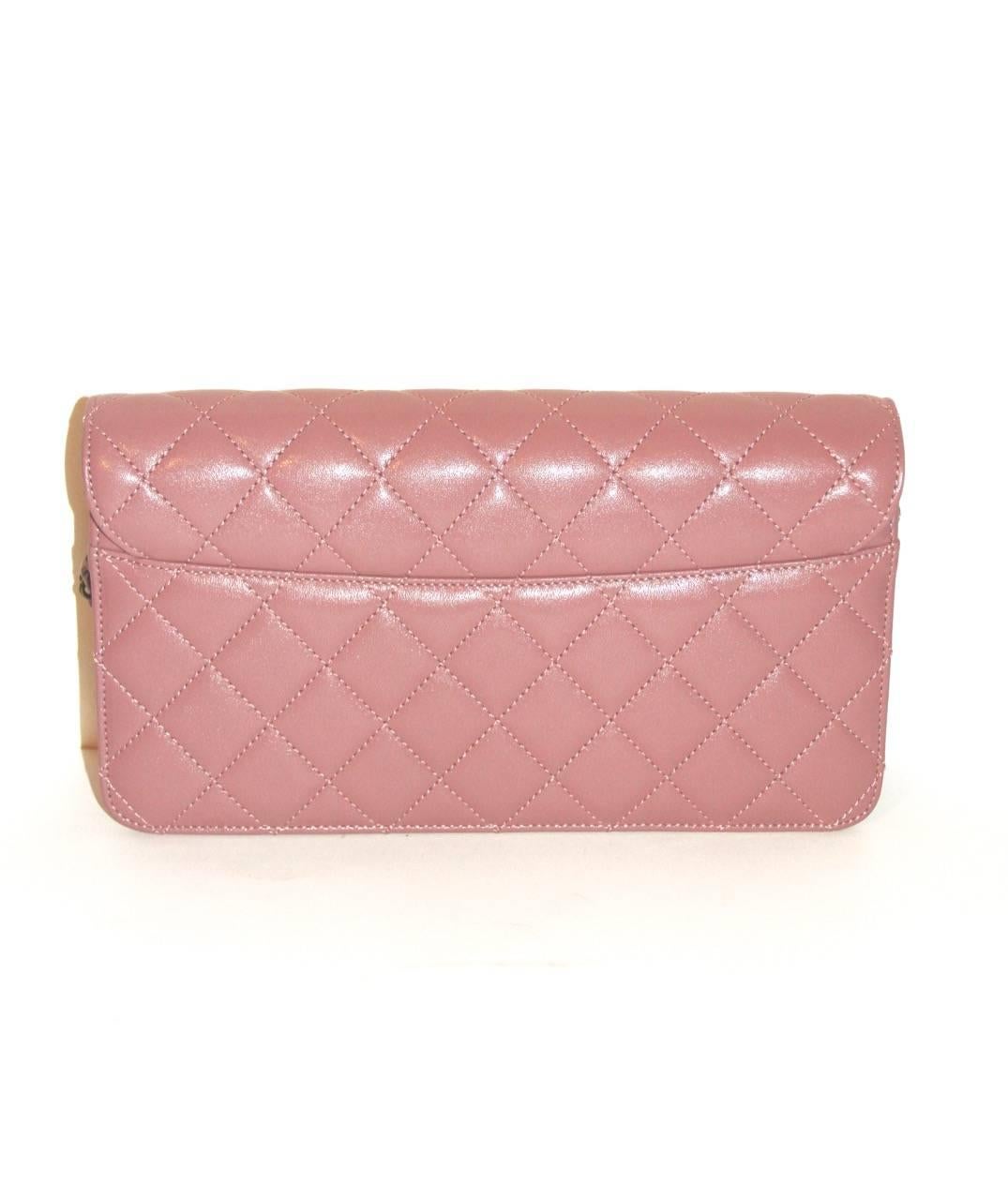 Brown CHANEL Beauty Lock Collection Old Pink Sheepskin Leather Flap Bag 