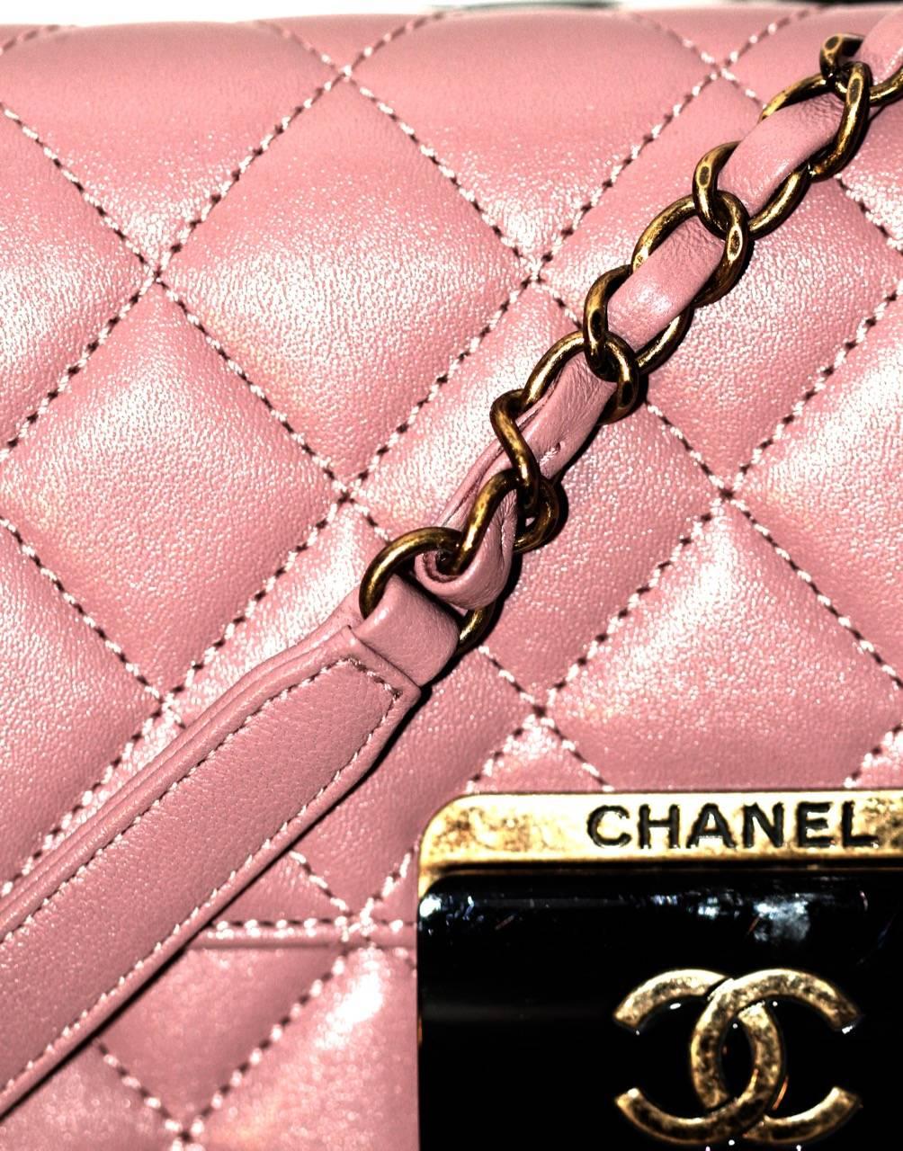 CHANEL Beauty Lock Collection Old Pink Sheepskin Leather Flap Bag  4