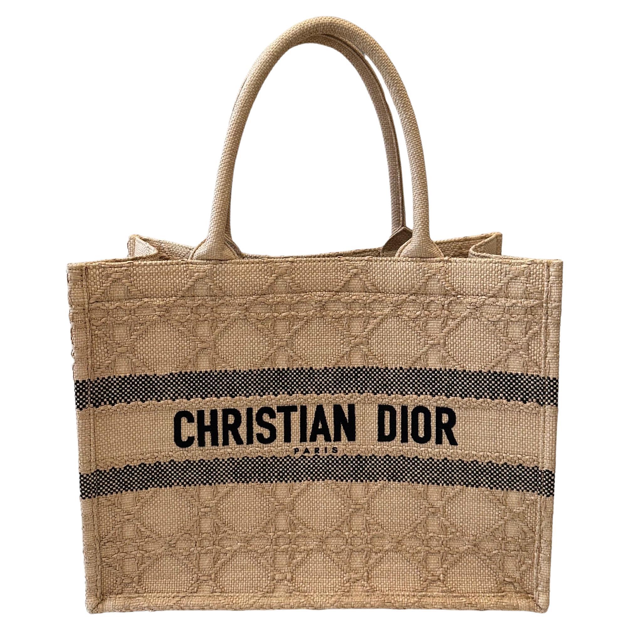 Christian Dior Nature Cannage Raffia Medium Book Tote