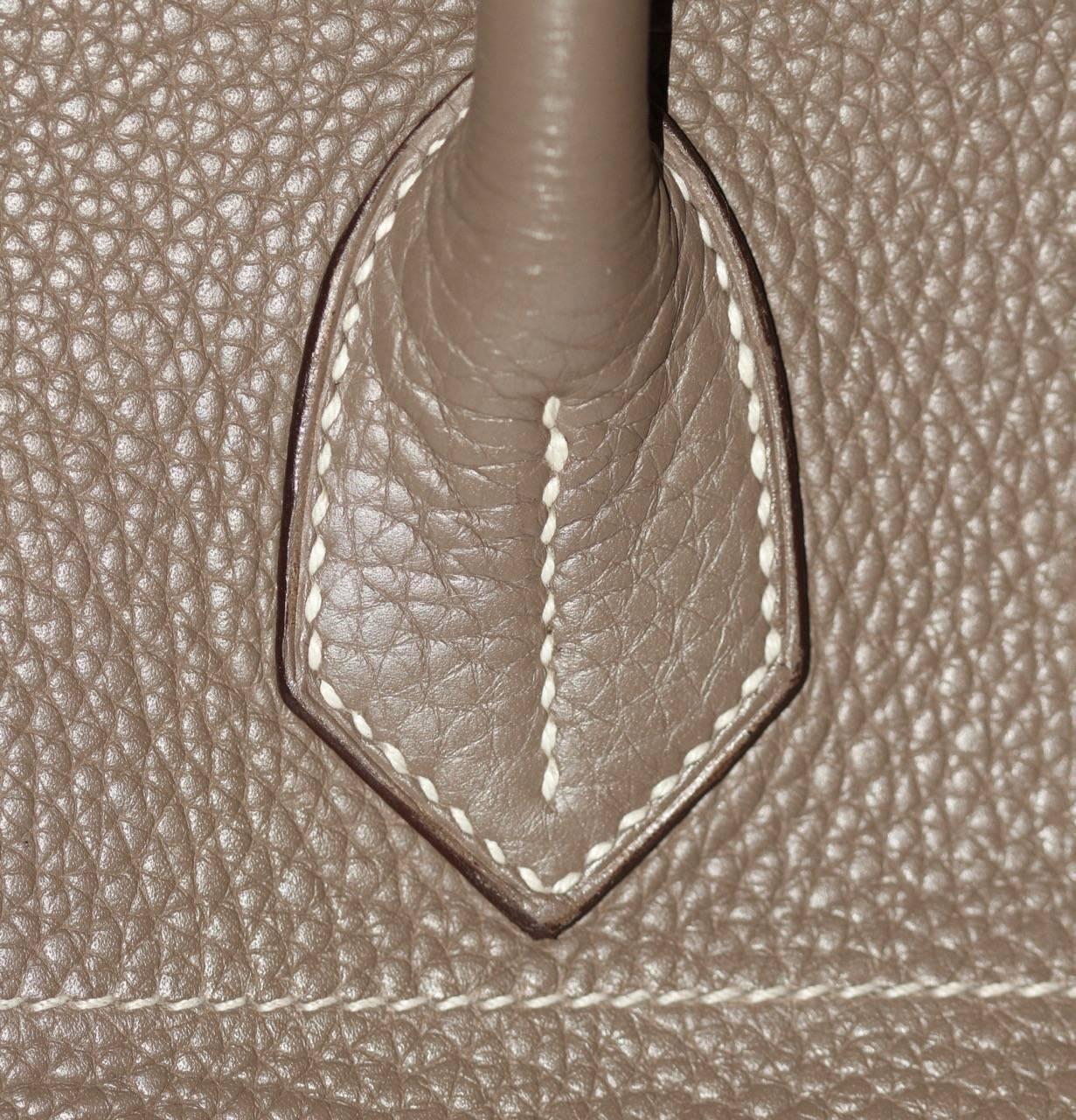 HERMES BIRKIN SHOULDER 40 Etoupe Taurillon Clemence Leather Palladium Hardware 1