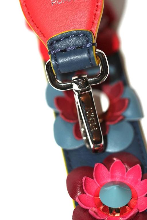 Fendi Shoulder Strap "Strap You" Navy Blue / Multicolored Flowers at