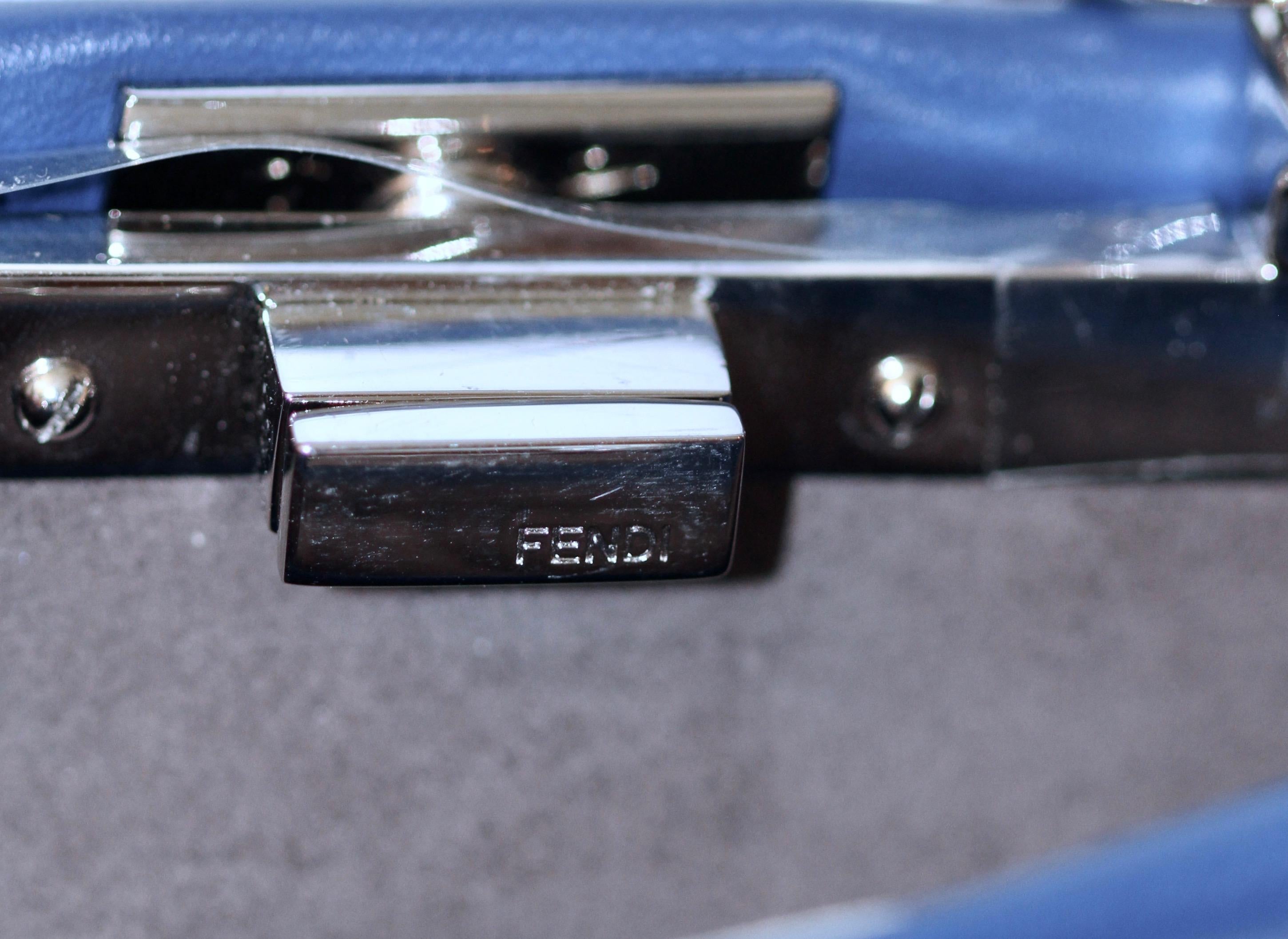 FENDI Micro Peekaboo Blue Nappa Leather 7