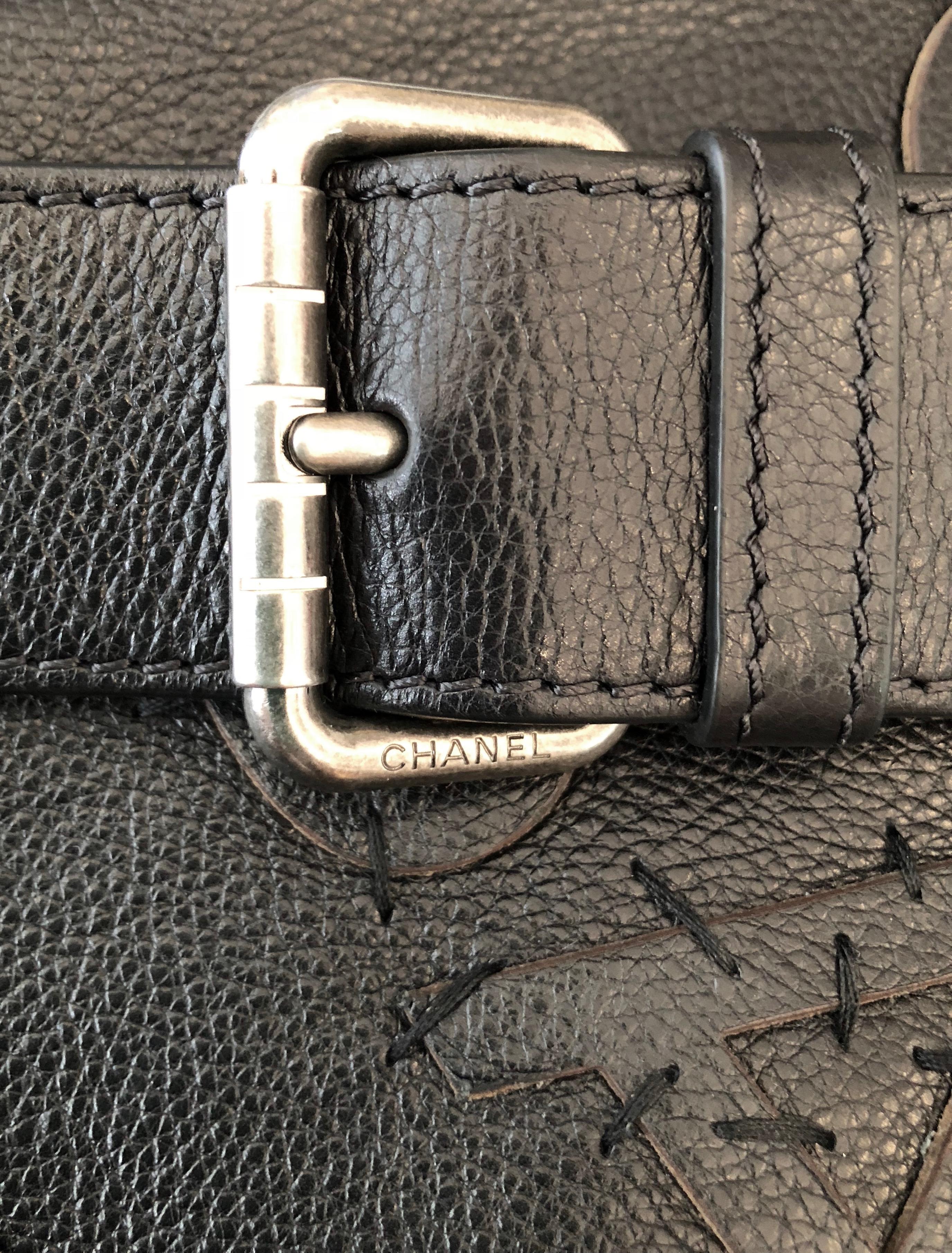 Chanel 5 x 5 CC Black Smooth Leather Satchel Bag 2