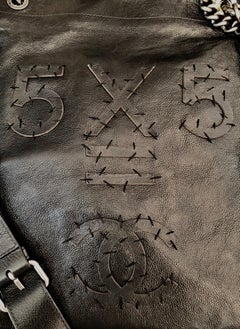 Chanel 5 x 5 CC Black Smooth Leather Satchel Bag