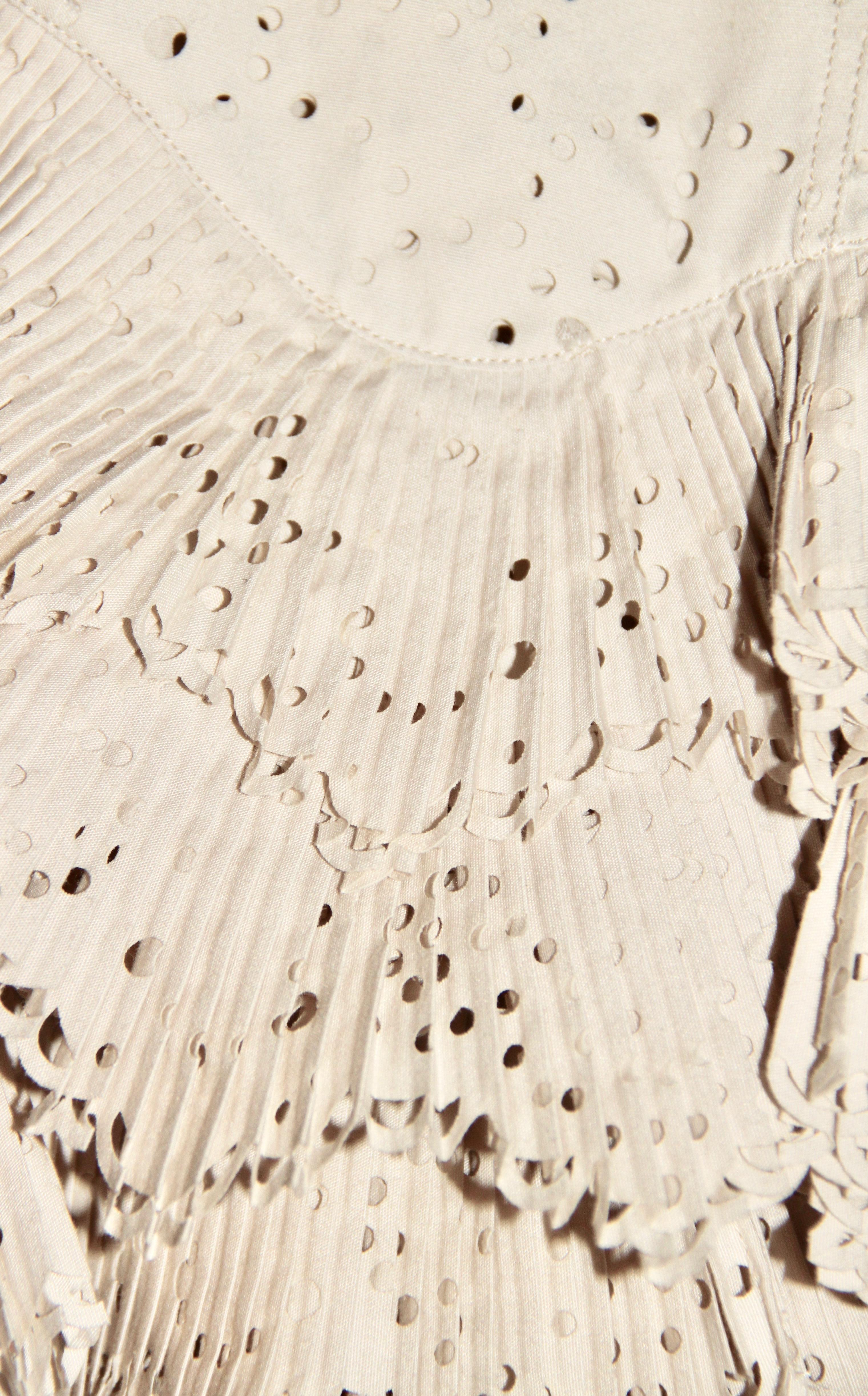 Alaïa Beige Cotton Bend Lasercut Drawstring Shirt 1