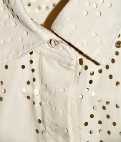 Alaïa Beige Cotton Bend Lasercut Drawstring Shirt