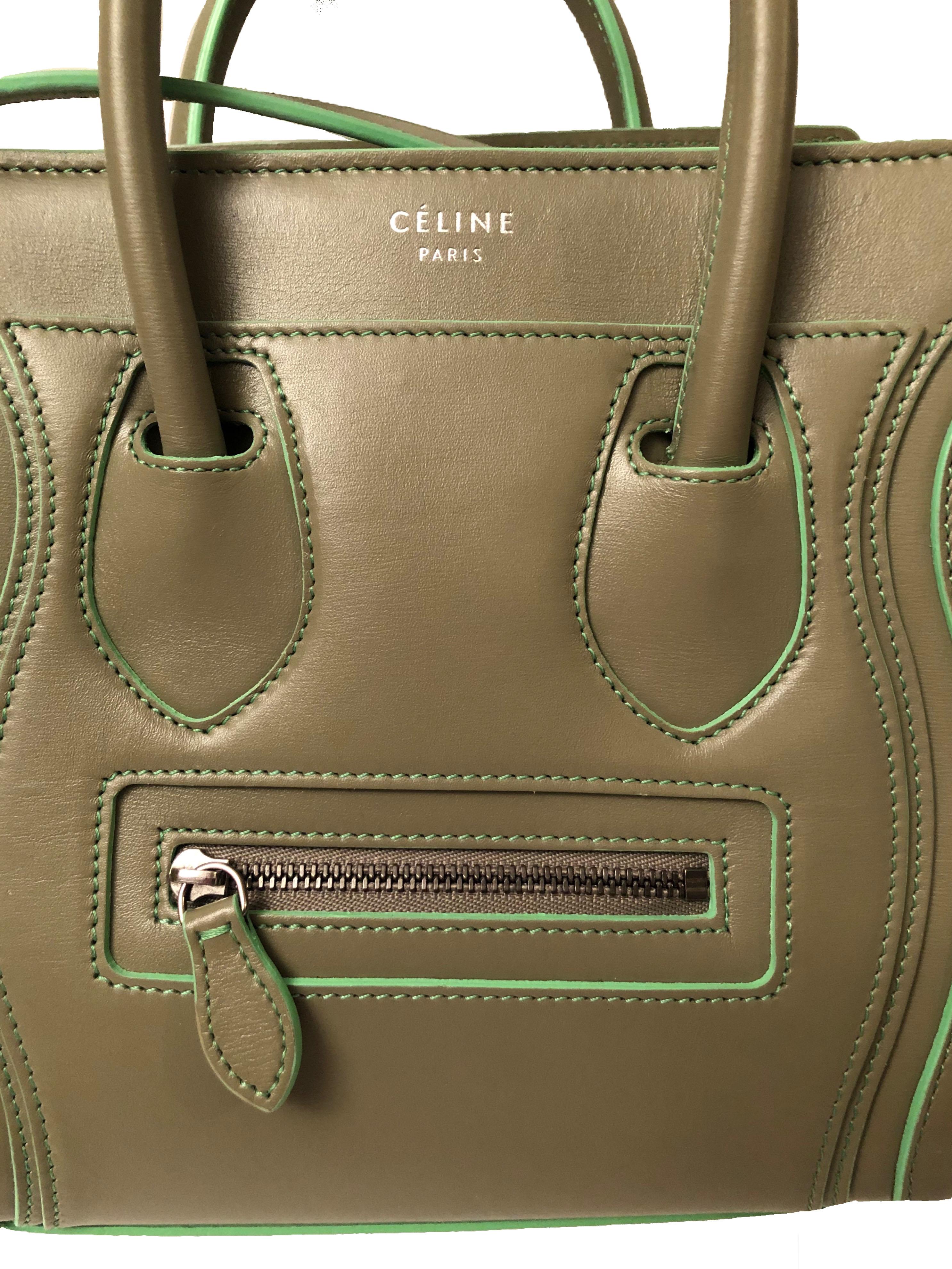 Celine - Sac de voyage Nano en cuir kaki clair 1