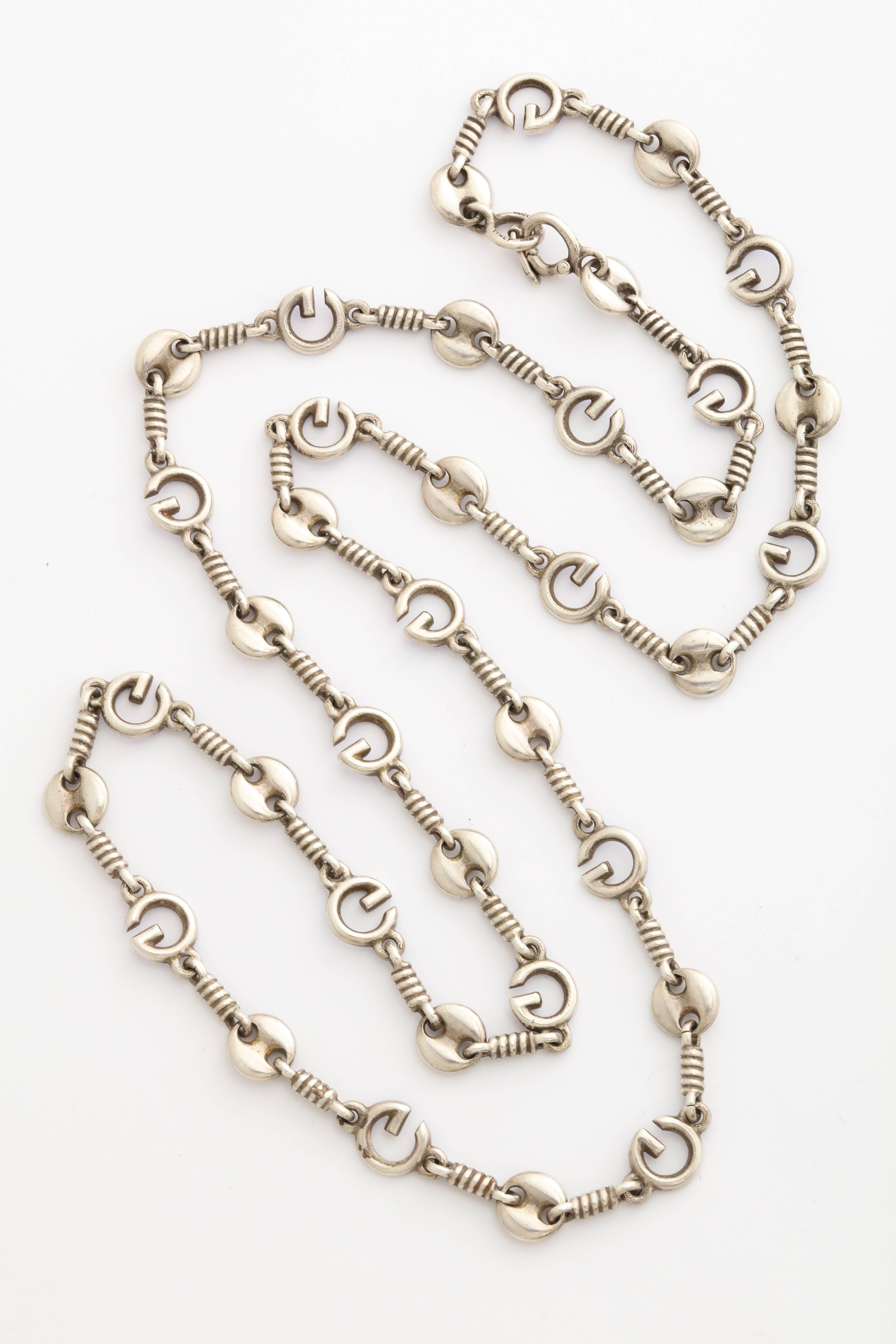 1970s Gucci Enameled Silver Chain For Sale 1