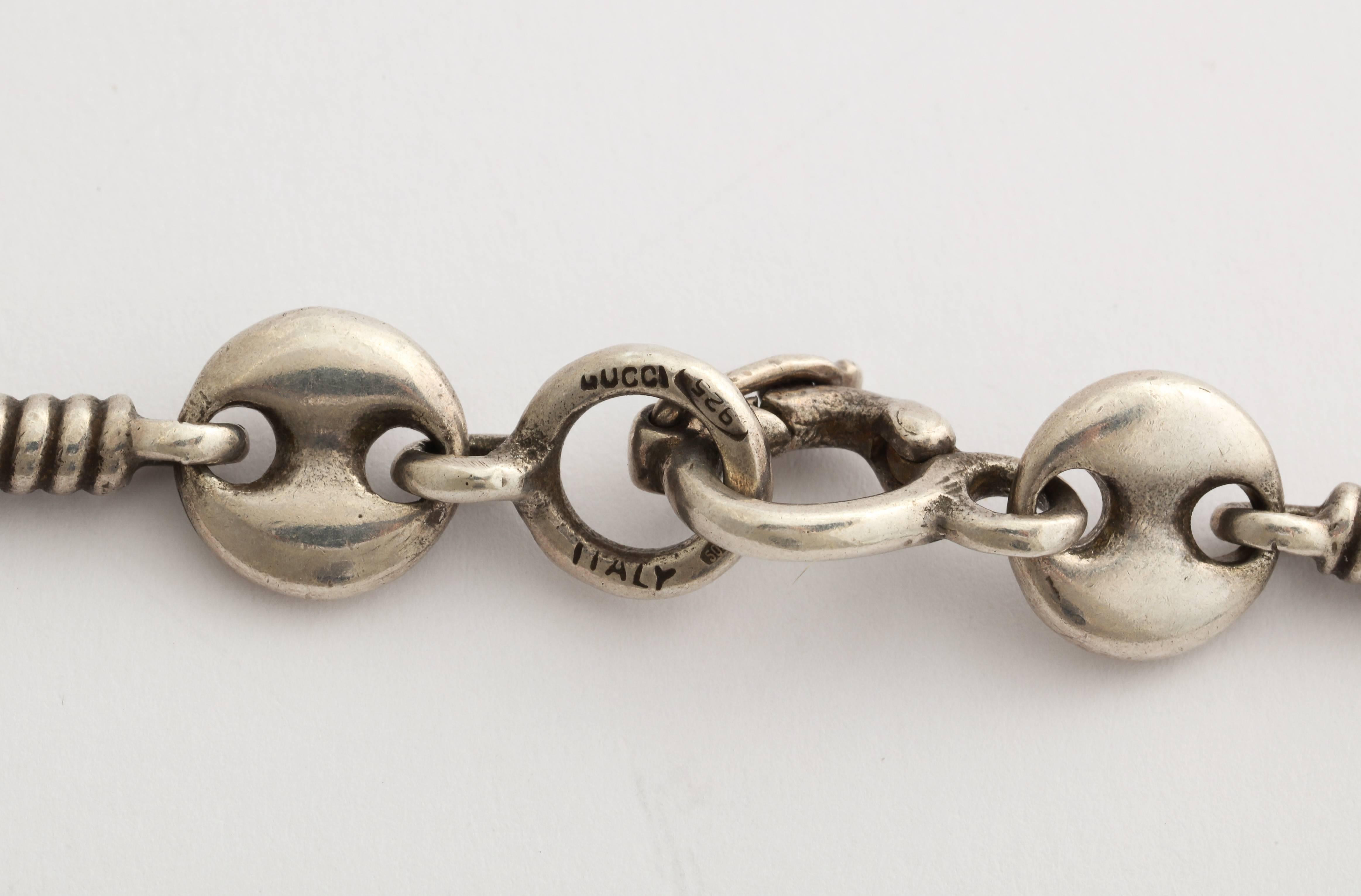 1970s Gucci Enameled Silver Chain For Sale 2