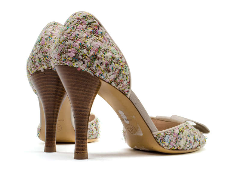 Women's Chanel Open Toe Pastel Heels