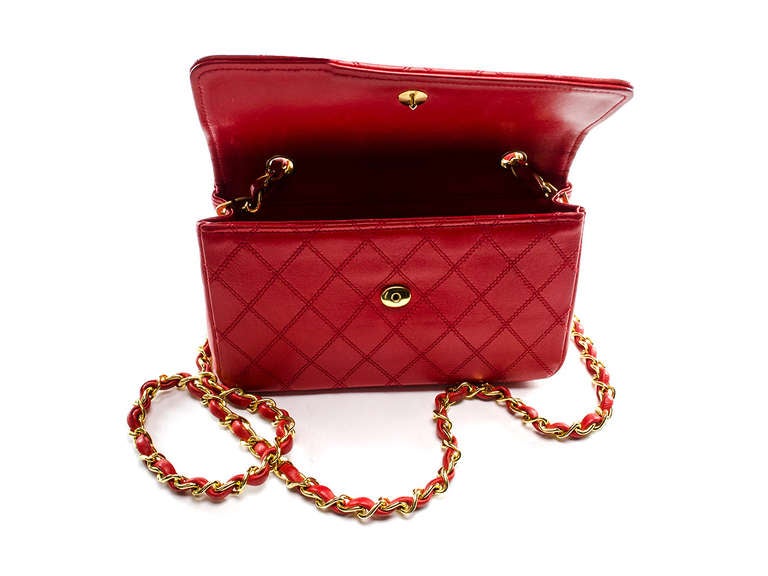 Chanel Vintage Red Lambskin Shoulder Bag 1