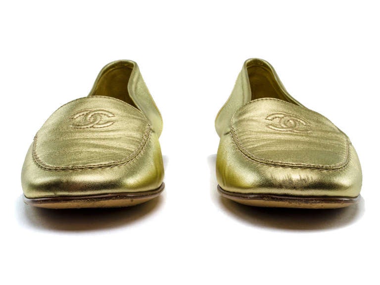 gold chanel loafers