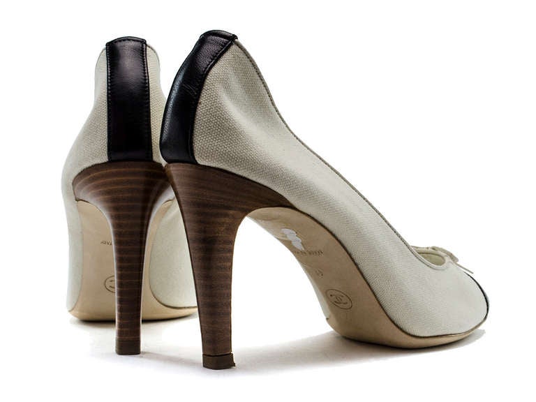 Women's Chanel Canvas Colorblocked Heels For Sale