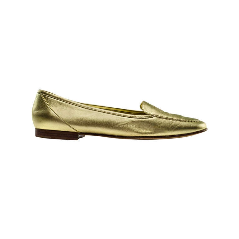 Chanel Gold Loafers For Sale