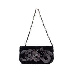 Chanel Velvet Camellia 5 Clutch Bag