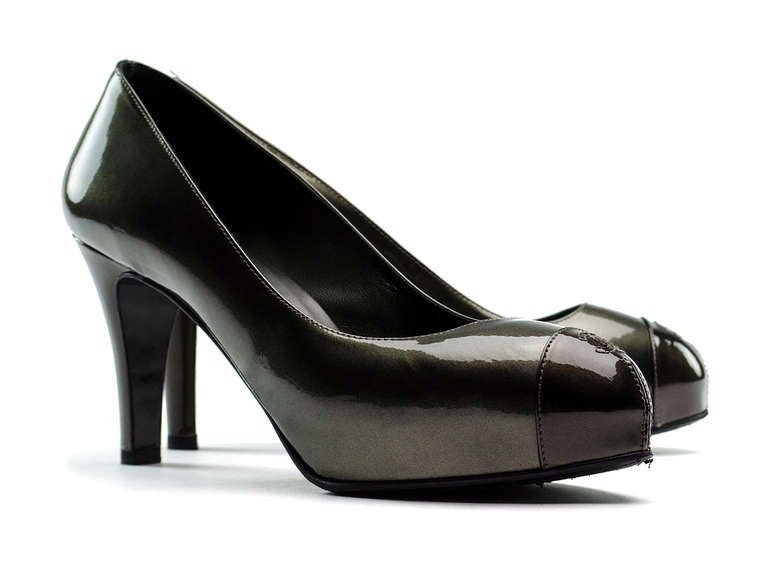 Chanel Patent Leather Cap Toe Heel