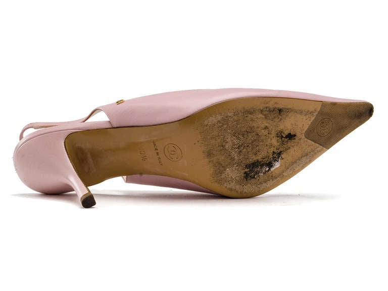 Women's Chanel Pastel Pink Leather Slingback Heels