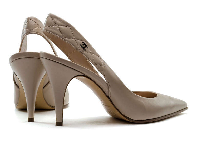 Women's Chanel 04A Blush Pink Leather Slingback Heels