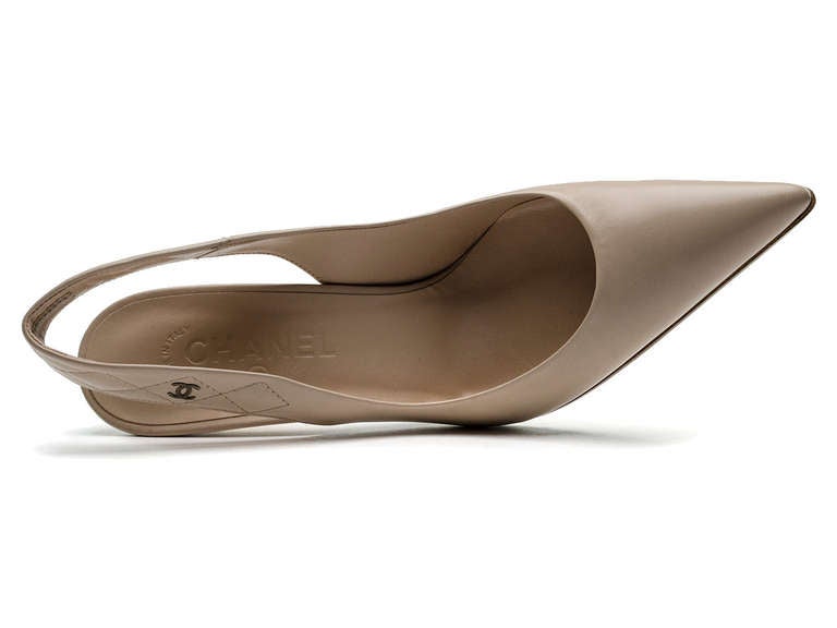 Chanel 04A Blush Pink Leather Slingback Heels 1