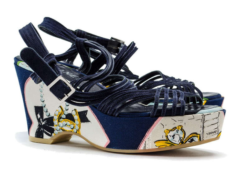 Chanel 06C Canvas Wedge Heels