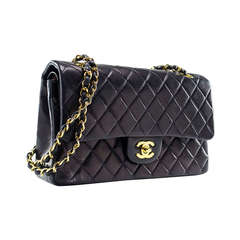 Chanel Black Lambskin Leather Medium Double Flap Bag