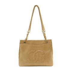 Chanel Beige Vintage Shopper Tote