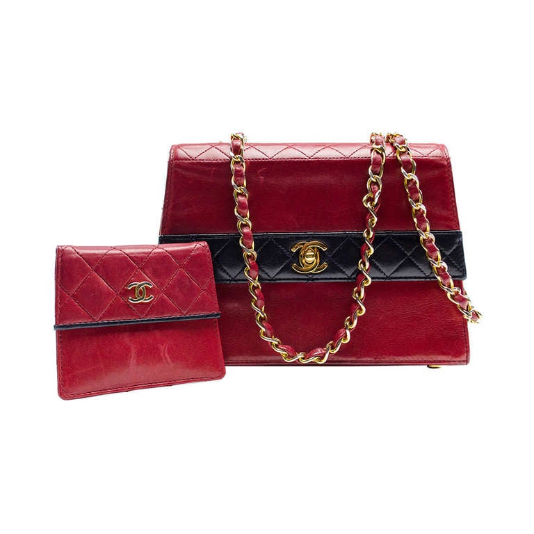 Chanel Vintage Colorblocked Red Shoulder Bag