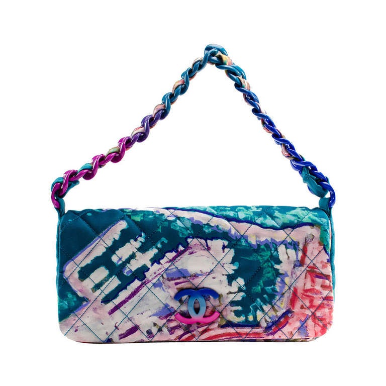 Chanel Multicolor Quilted Canvas Watercolor Pochette Flap Bag at 1stDibs