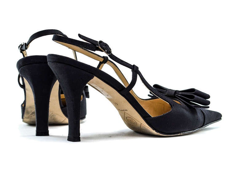 Women's Chanel Black Satin Evening Heels
