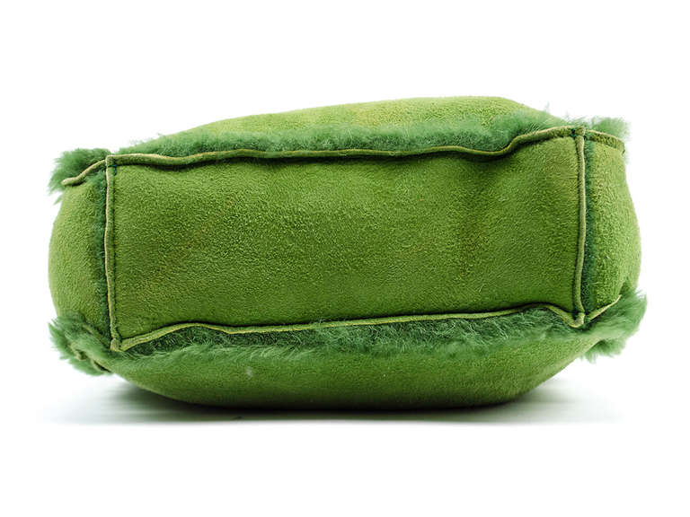 green suede tote bag