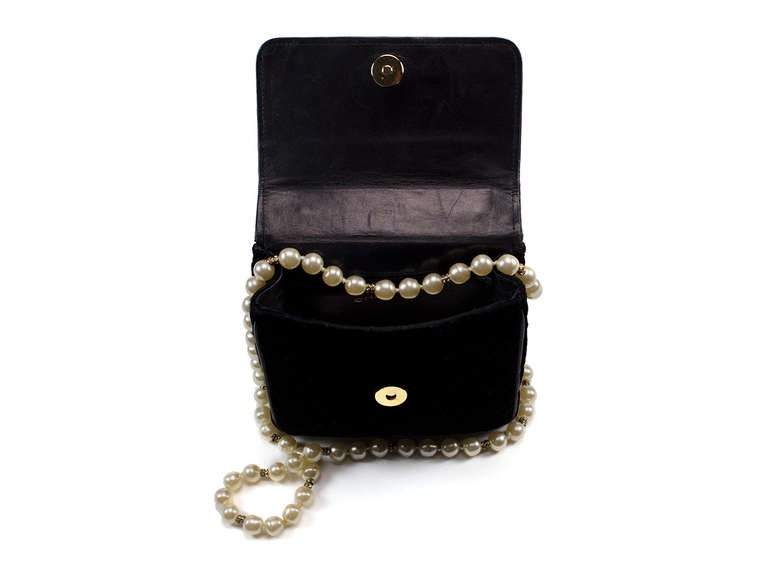 Chanel Vintage Velvet Pearl Gripoix Crossbody Evening Bag 1