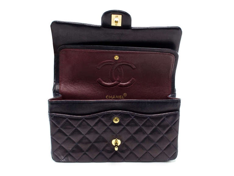Chanel Black Lambskin Leather Medium Double Flap Bag In Excellent Condition In San Diego, CA